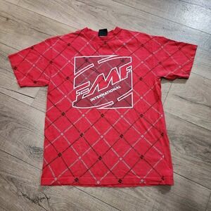 Vintage Y2K FMF International Mens T-Shirt Red All Over Print Motocross Tee S
